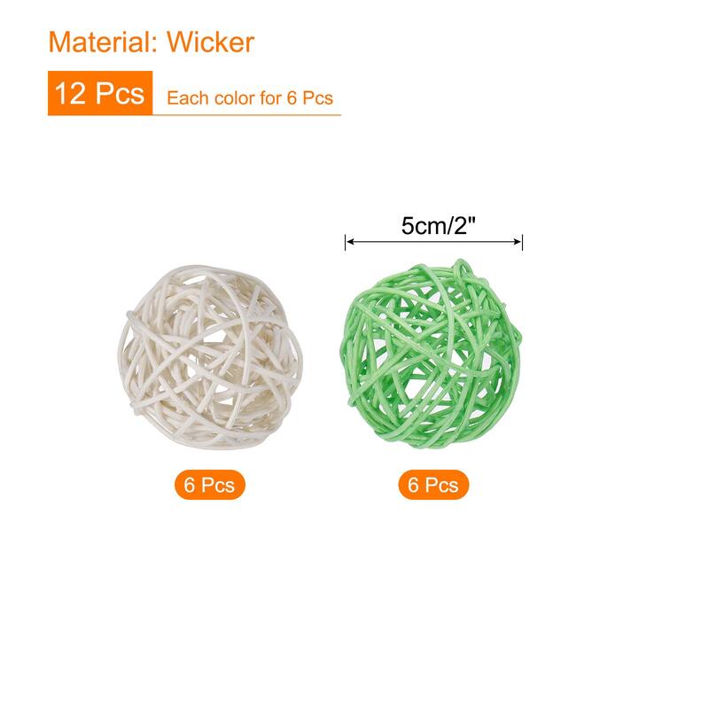 Set of 12 Pcs Wicker Rattan Balls 2 Inch Rattan Decorative Balls