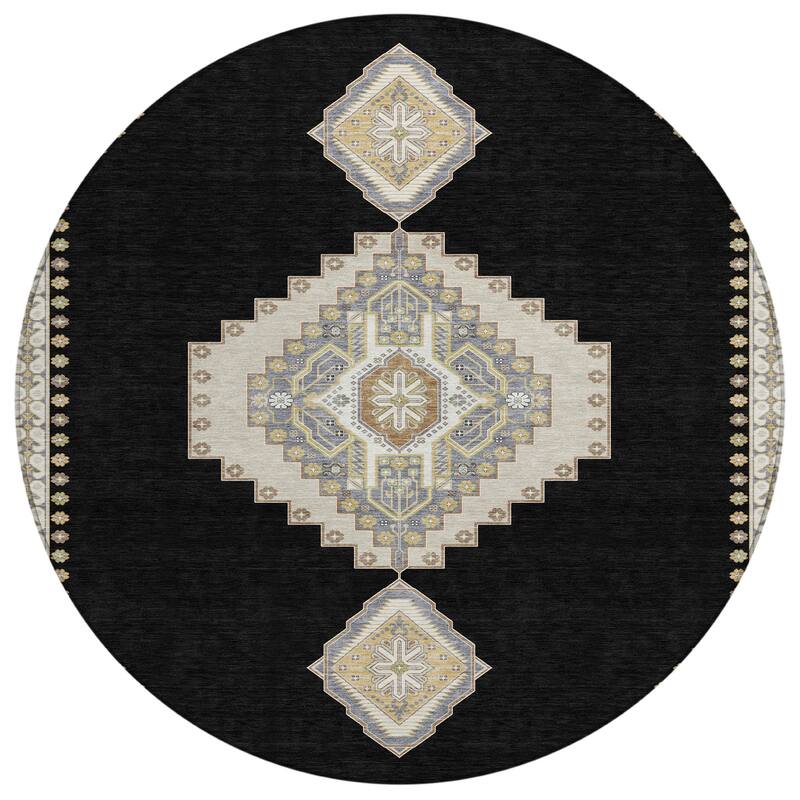 Machine Washable Indoor/ Outdoor Boho Traditional Chantille Rug