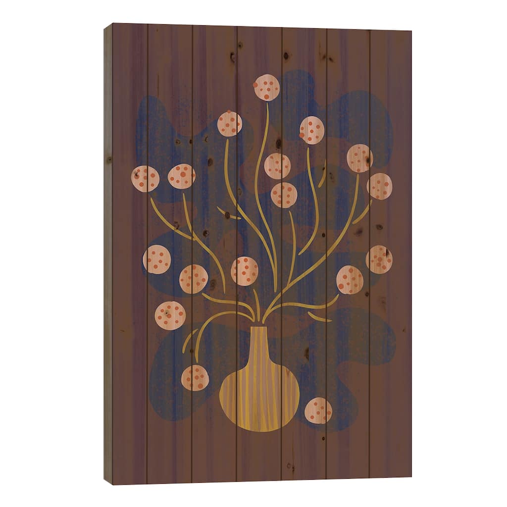 Round Flower Still Life (Wine) Print On Wood by Renea L. Thull - Multi-Color