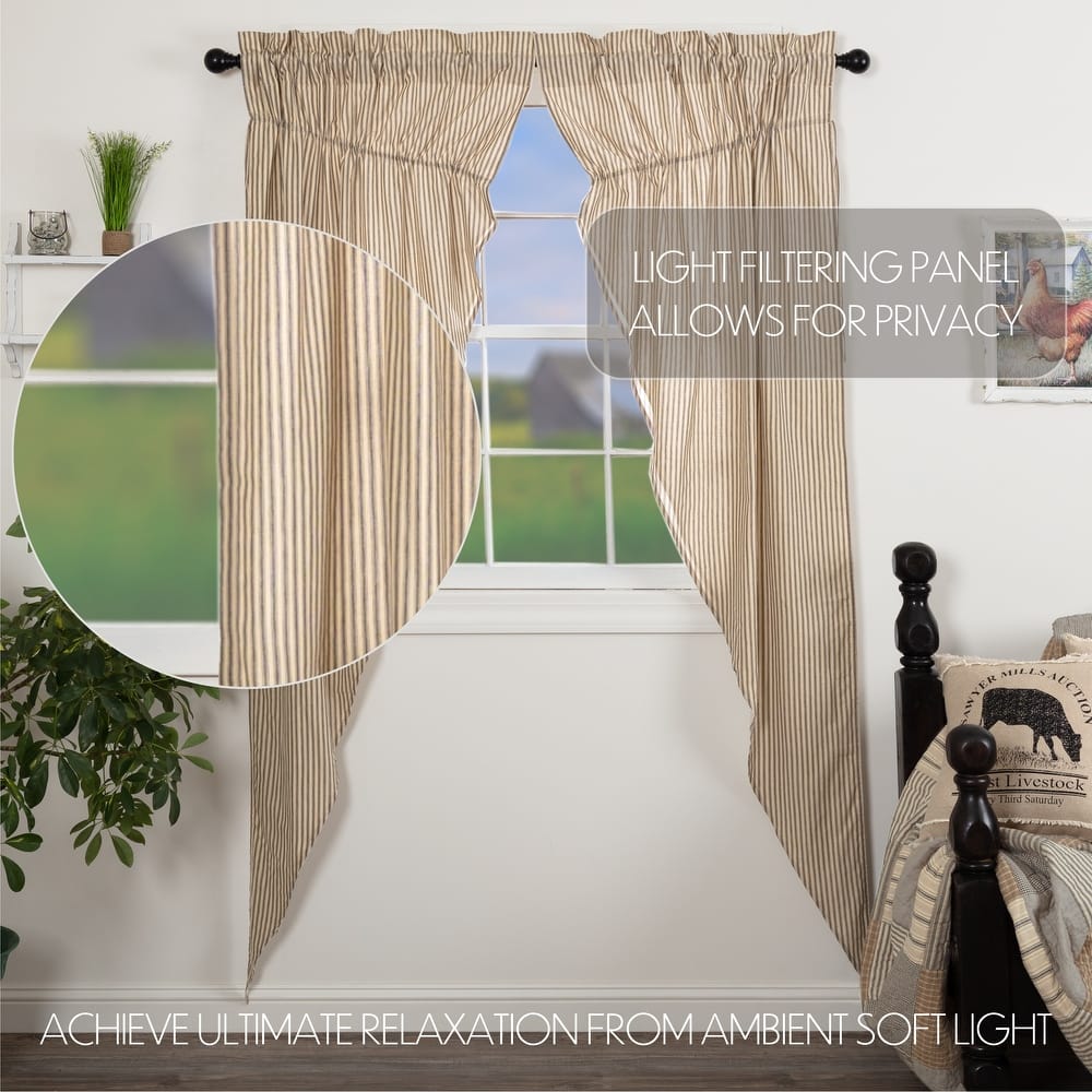 Sawyer Mill Ticking Stripe Prairie Panel Set 84x36 - Prairie Panel 84x36