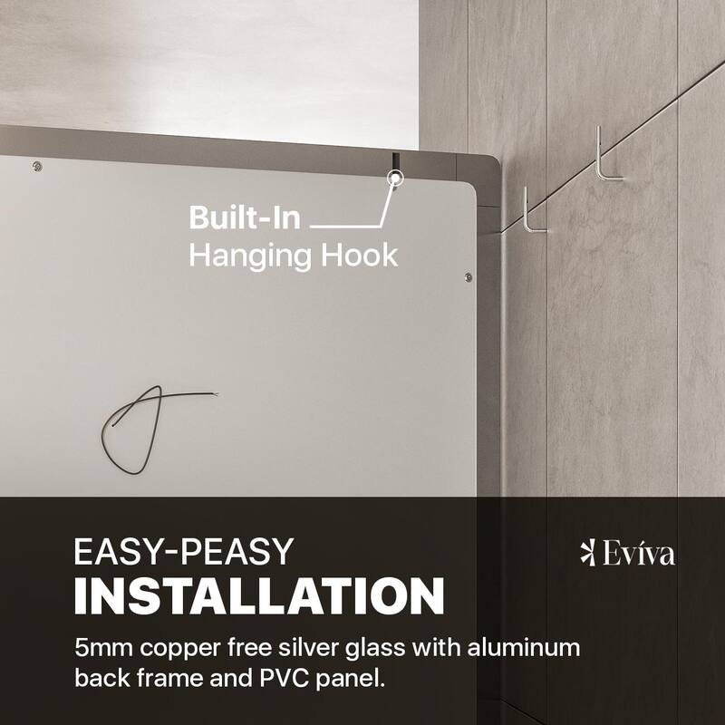 Eviva Glow 48" x 36" Rectangular Modern Frameless Mirror - Clear