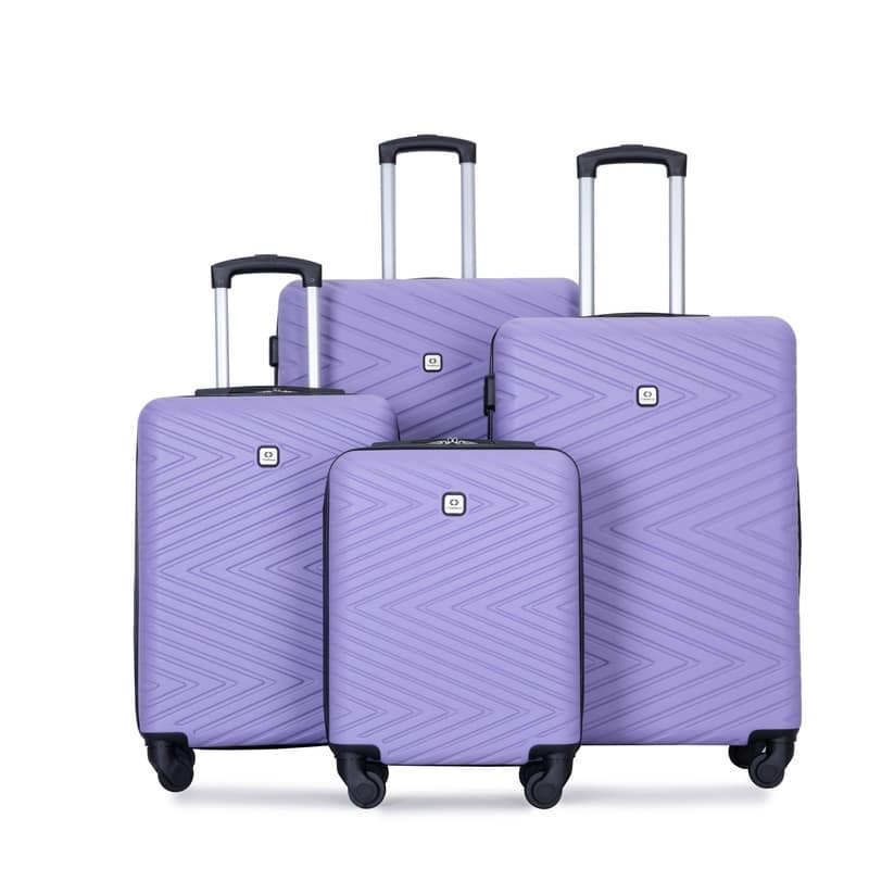 ABS Lightweight Suitcase with Rotating Wheels,TSA lock,4-piece Purple Luggage