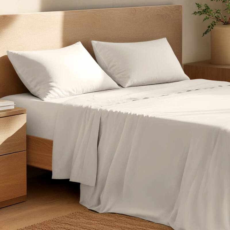Bare Home Organic Cotton Sheet Set - Crisp Percale Weave - Twin - French Beige