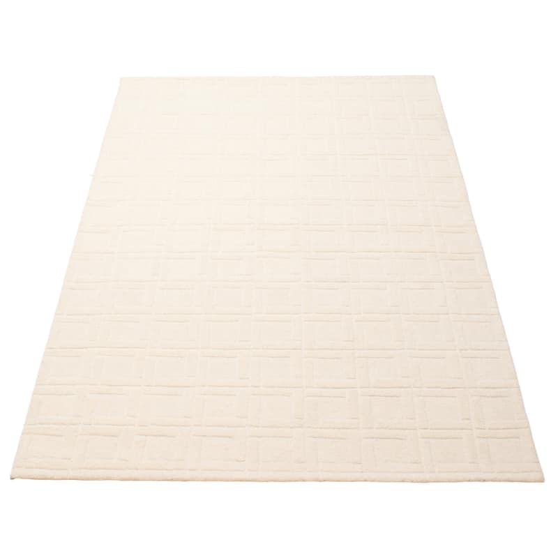 ECARPETGALLERY Hand Tufted Timeless Cream Wool Rug - 5'0 x 8'0