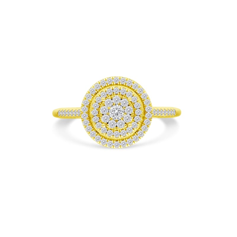 1/4ct TDW Diamond Cluster Halo Engagement Ring in 10K Yellow Gold for Women