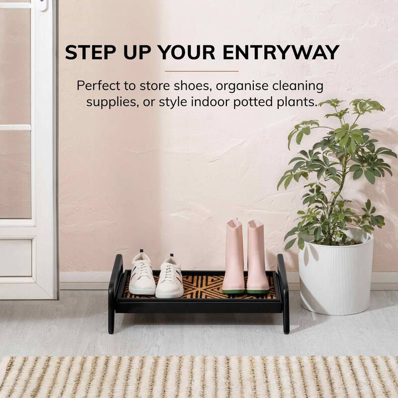 Jani Single-Tier Black Stand 2-Pair Rubber Boot Tray