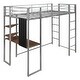 preview thumbnail 8 of 6, Twin Metal Loft Bed with 2 Shelves and one Desk,with Two build-in Ladders and 12 Sturdy Metal Bed Slats, Sliver