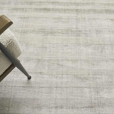 EXQUISITE RUGS Robin Stripe Hand-loomed Bamboo Silk/Wool Taupe Area Rug.