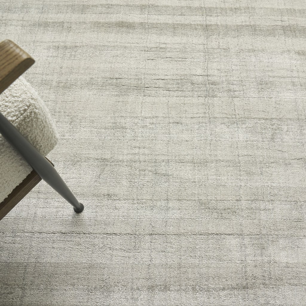 EXQUISITE RUGS Robin Stripe Hand-loomed Bamboo Silk/Wool Taupe Area Rug.