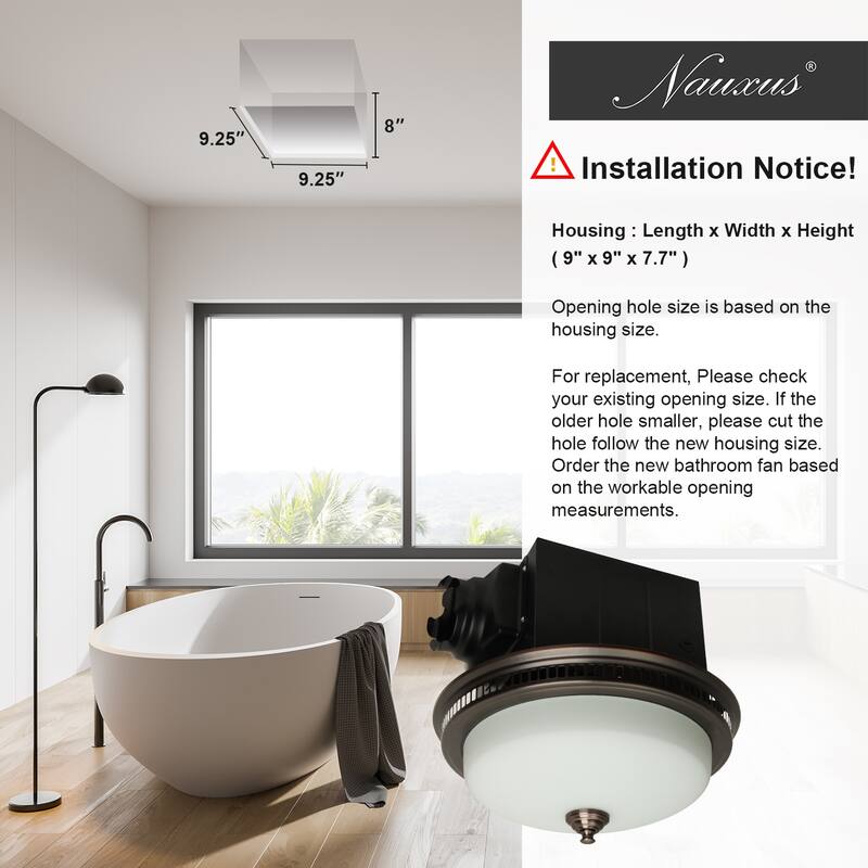 Exhaust Fan, Ultra Quiet 110 CFM 1.5 Sones Ventilation Exhaust Bathroom Fan with Light and Nightlight, 3 Years Warranty