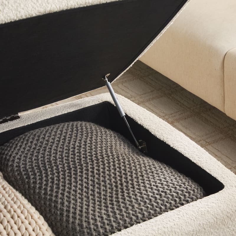 Walker Edison Contemporary Boucle Large Storage Ottoman