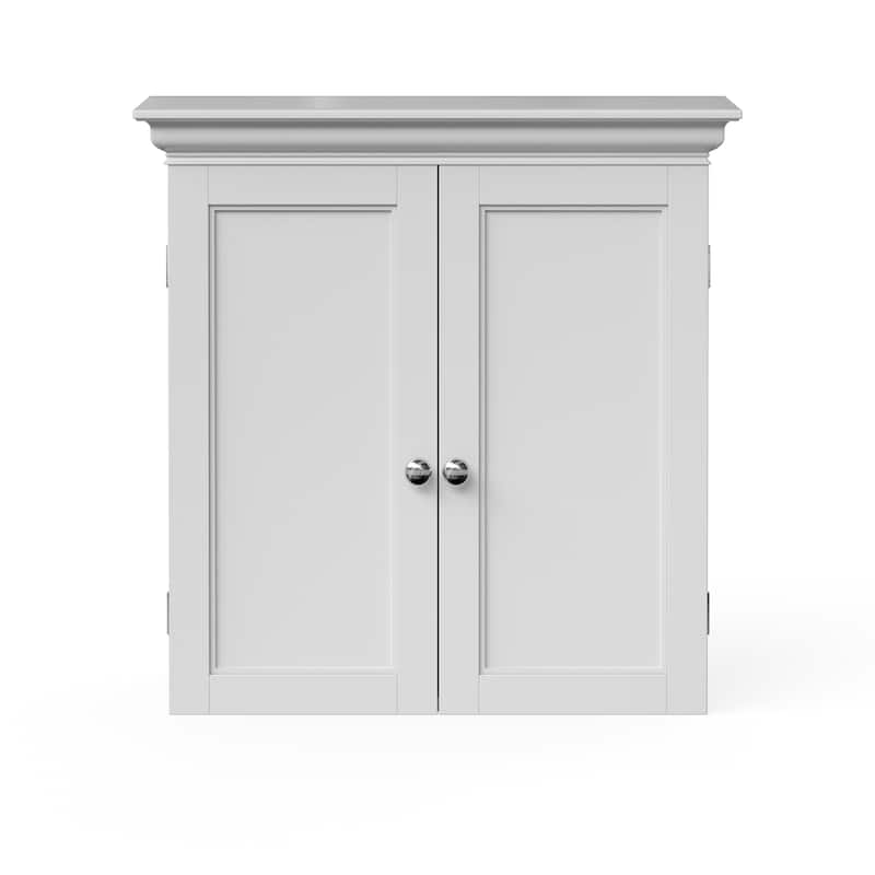 Teamson Home Stratford Removable Wall Cabinet 2 Doors, Adjustable Shelves, Crown Molding, Beveled Inlays for Bathroom Storage