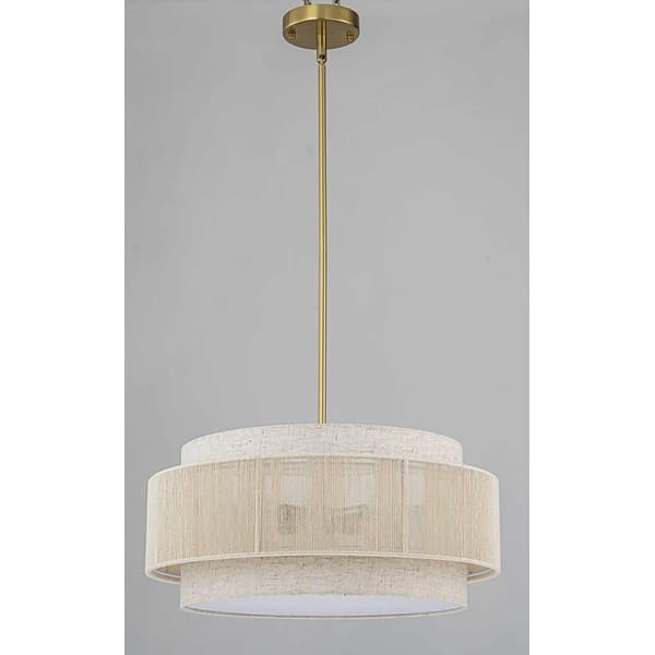 4-Light Off-white Drum Chandelier Kitchen Island Pendant Light - Bed ...