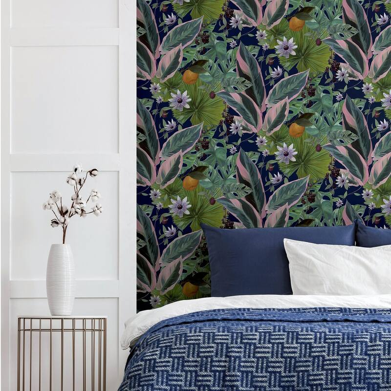 Arthouse Etta Navy Tropical Wallpaper