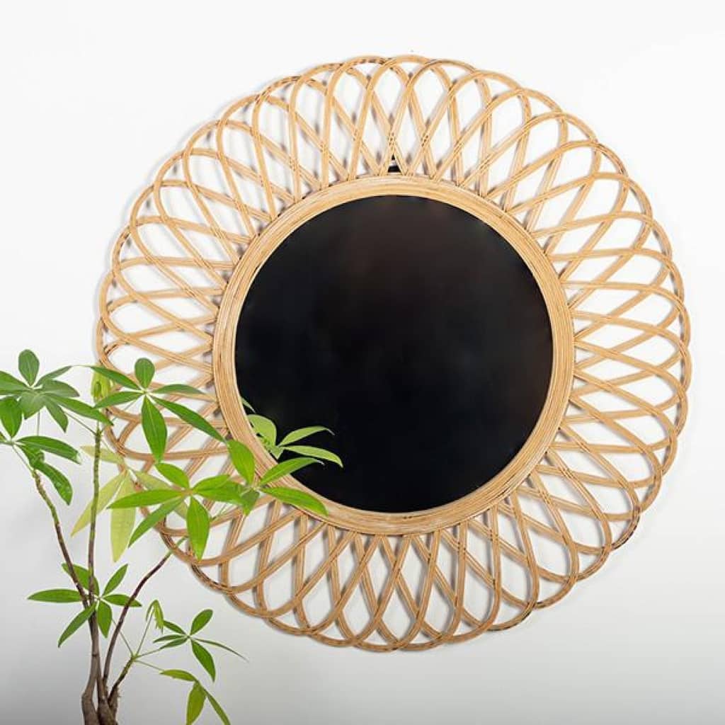 Wicker Daisy Shape Wall Mirror - Multi