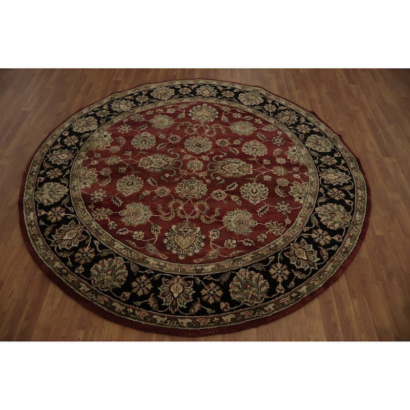 Hand Knotted Oriental 100% Wool Carpet Traditional All-Over Red Agra Area Rug - 7' 9'' X 7' 9''