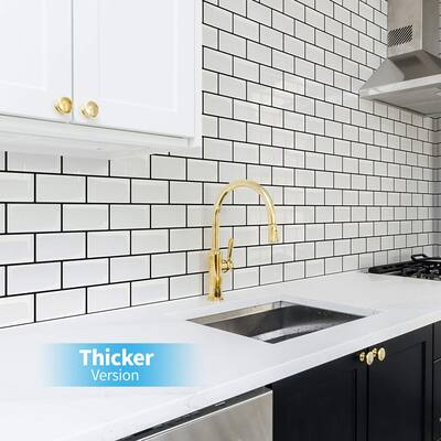 Art3d Subway Tiles Peel and Stick Backsplash, Stick on Tiles Kitchen Backsplash (10 Tiles, Thicker Version)