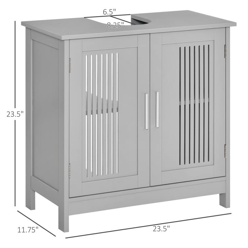 Space-Saving Bathroom Cabinet with U-Shaped Design, Enclosed Storage, and Adjustable Shelf for Sink Organization - 23.5in L