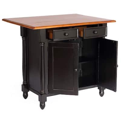 Kitchen island Expandable Black Drop Leaf Counter Dining Storage Cart