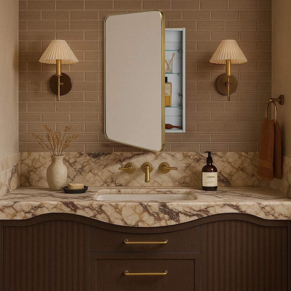 TEHOME Garnes Recessed or Surface Mount Framed Medicine Cabinet with Adjustable Shelves