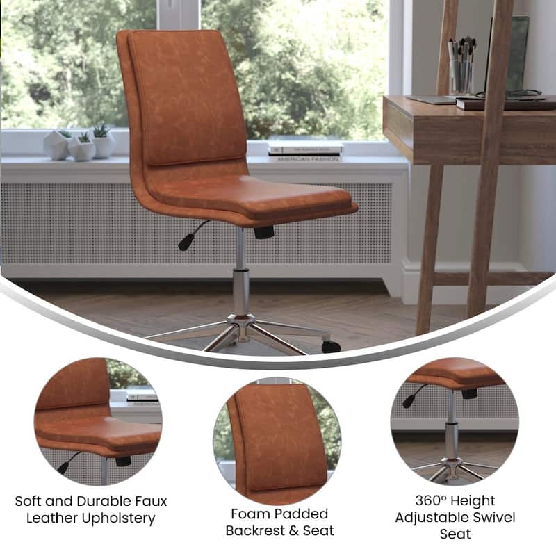 Mid-Back Armless Office Task Chair with Metal 5-Star Base