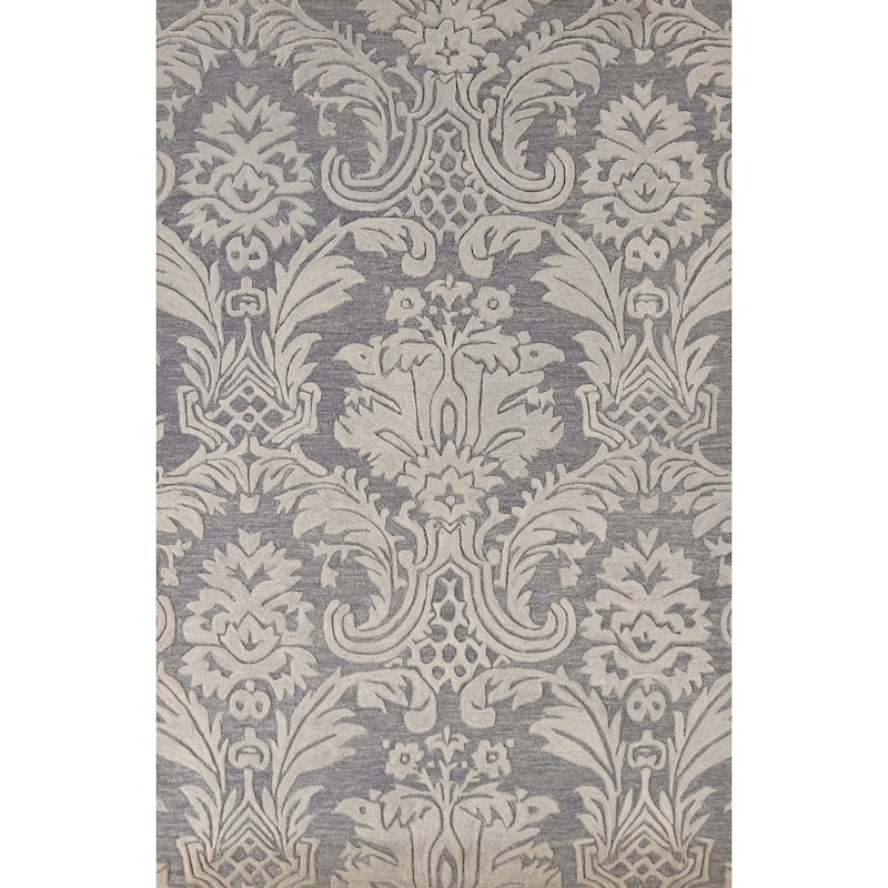 Modern Indian Area Rug Handmade Bedroom Grey Wool Carpet - 5'3" x 7'7"