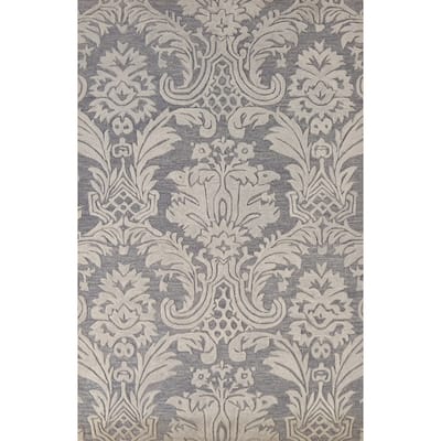 Modern Indian Area Rug Handmade Bedroom Grey Wool Carpet - 5'3" x 7'7"