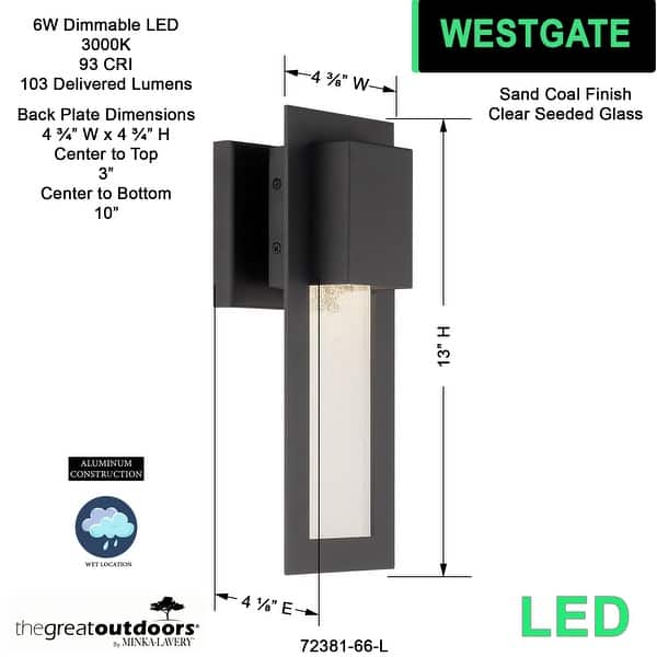 The Great Outdoors 72381-L Westgate 13" Tall LED Wall Outdoor Sconce