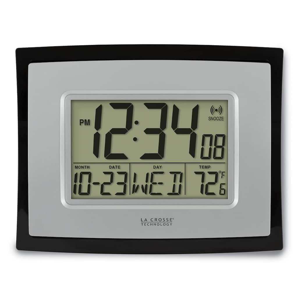 Curata Digital Wall Or Table Clock with Alarm Temperature Day Month and Date