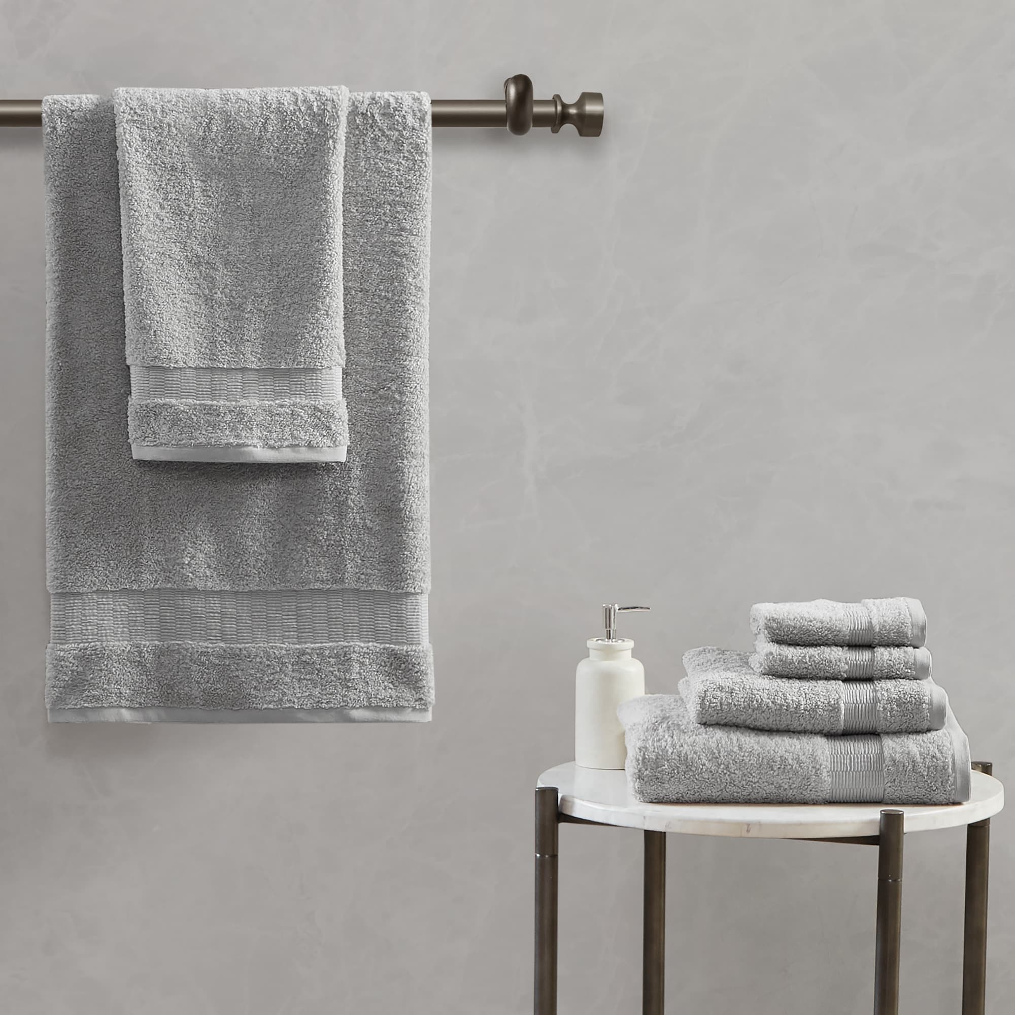 Madison Park Signature Charcoal Turkish Cotton 6 Piece Bath Towel Set