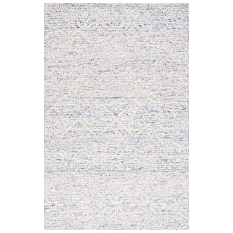 SAFAVIEH Handmade Metro Aspasija Modern Wool Rug - 6' Square - Blue/Ivory
