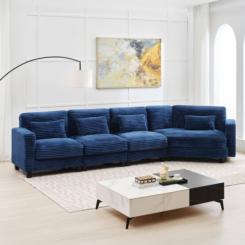 Multi-seat(3/4/5 seats) Corduroy Sectional Sofa, Modular Couch for Living Room & Business