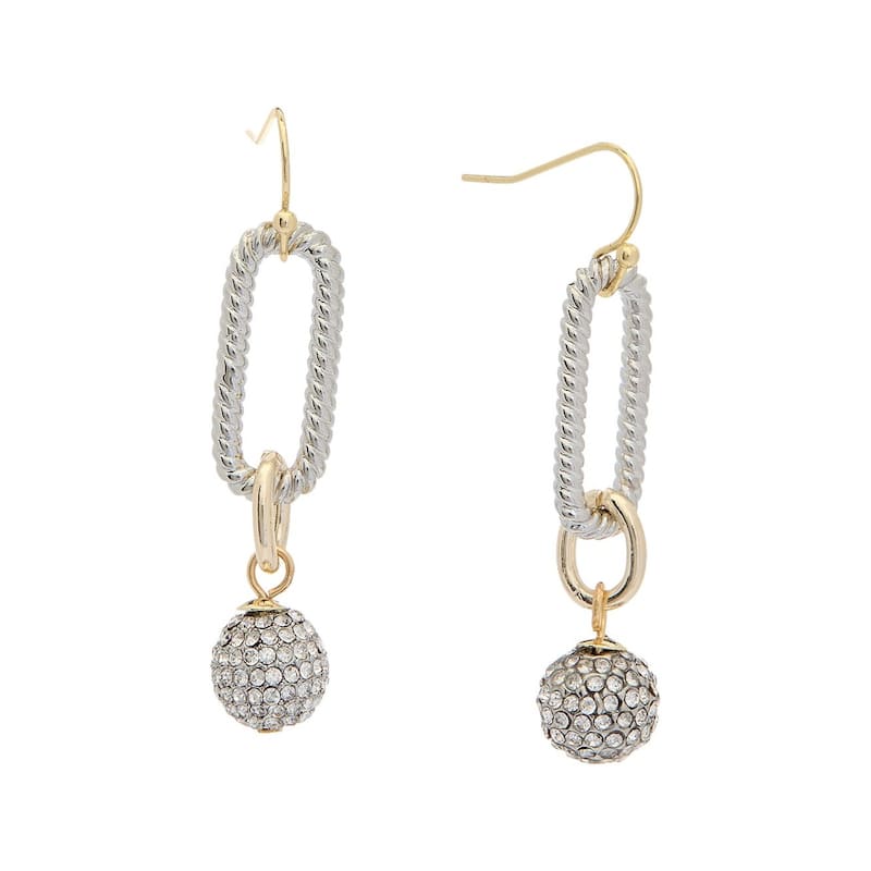 Juvell Two Tone Gold Plated Brass Dangling Link Cubic Zirconia Earrings - N/A