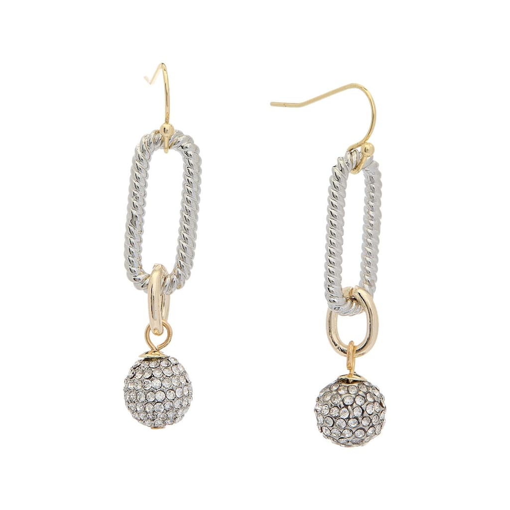 Juvell Two Tone Gold Plated Brass Dangling Link Cubic Zirconia Earrings - N/A