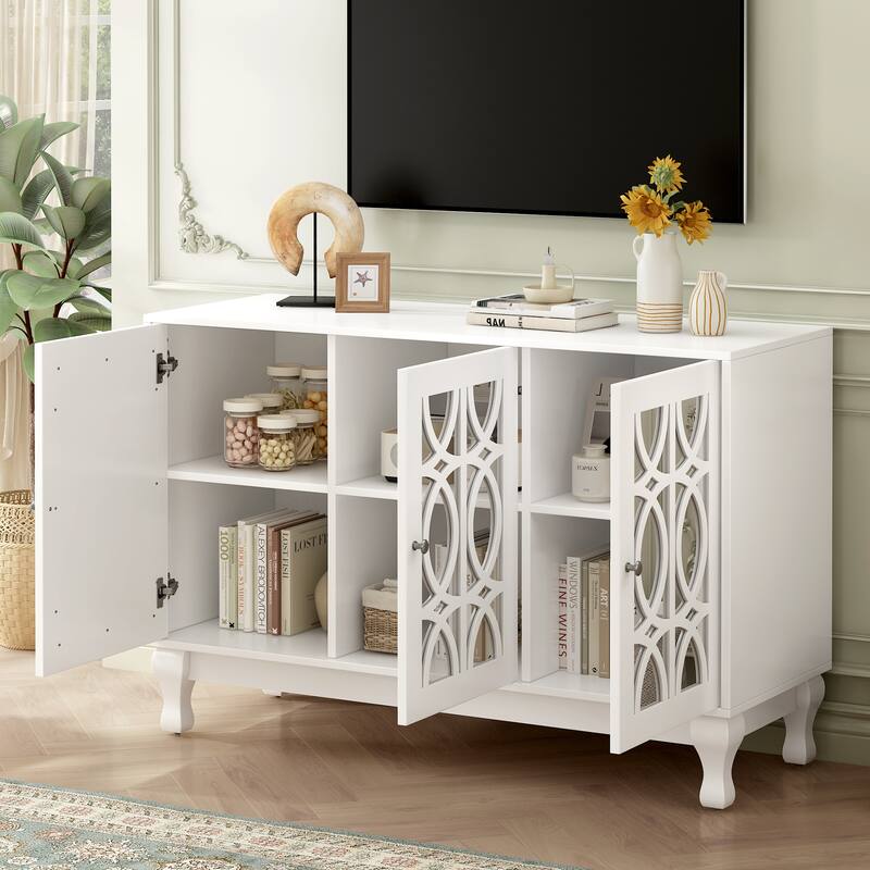 Modern Mirrored TV Stand for TV up to 55 Inches - 47.25" D x 15.75" W x 30.2" H