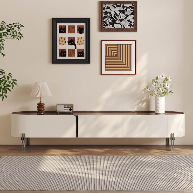 78.7'' Leather TV Stand, Modern Entertainment Center with 3 Drawers