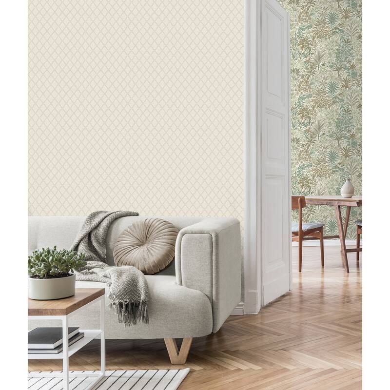 Fine Decor Santina Eggshell Trellis Wallpaper