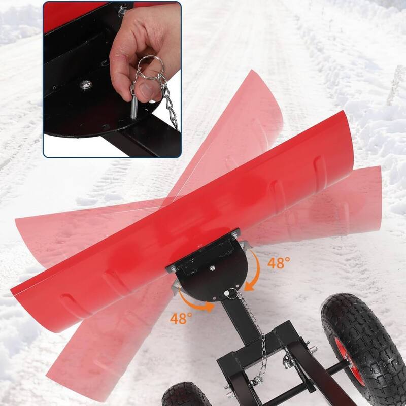 29.13x16.54 in Heavy Duty Rolling Snow Pusher Shovel for Driveway, Doorway, Sidewalk