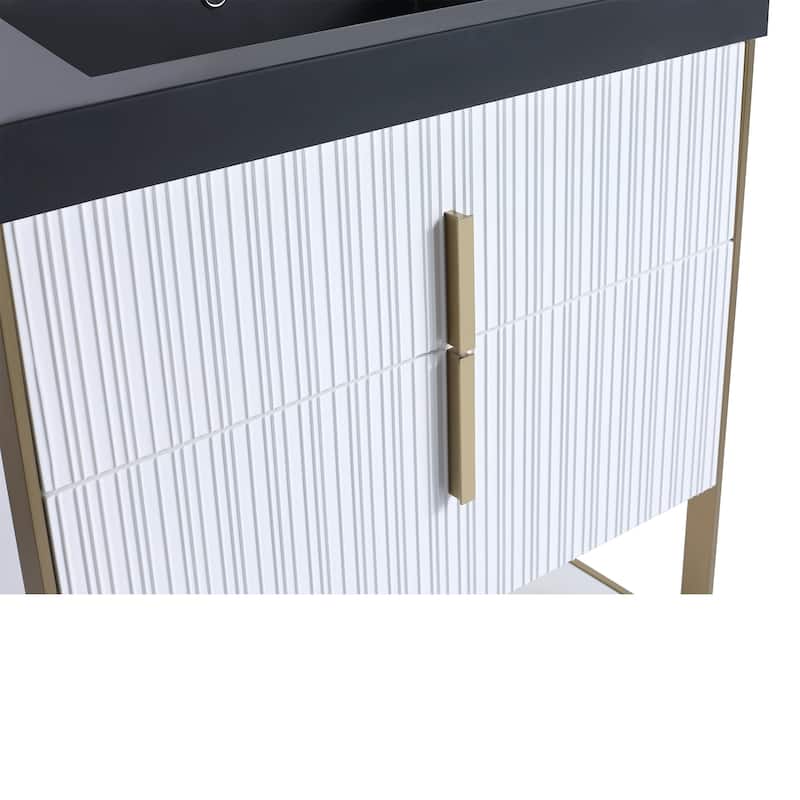 Fine Fixtures Serenity Modern Bathroom Vanity with Black Gel Acrylic Top