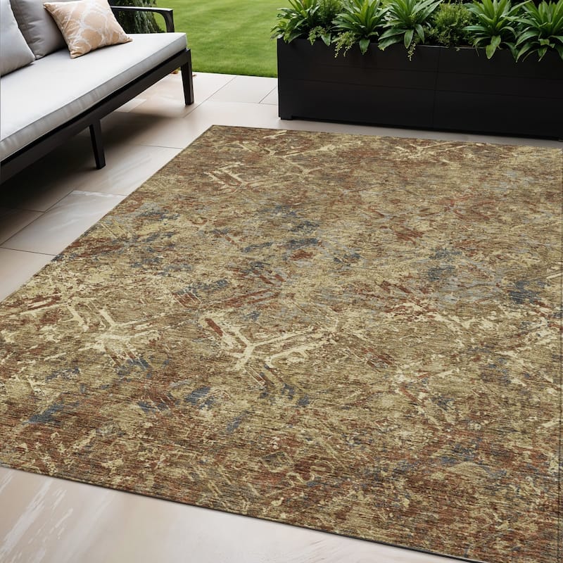 HomeRoots Geometric Transitional Rectangle Outdoor Rug - 5' X 8'
