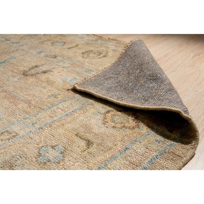 Brown Hand Knotted Wool Classic Oushak Rug, 9' x 12', plush cozy accent - L