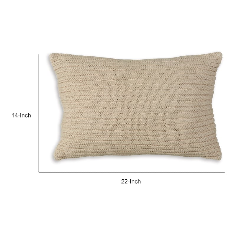 Lumbar Throw Pillow Set of 4, 14 x 22, Polyfill Textured Light Brown Cotton
