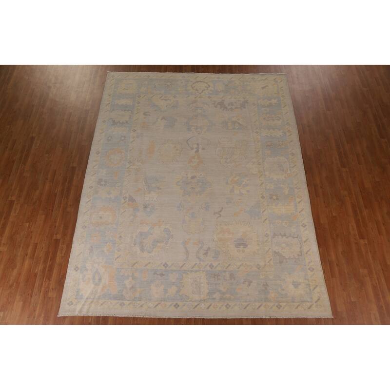Vegetable Dye Oushak Oriental Area Rug Handmade Wool Carpet - 9'3"x 11'10"