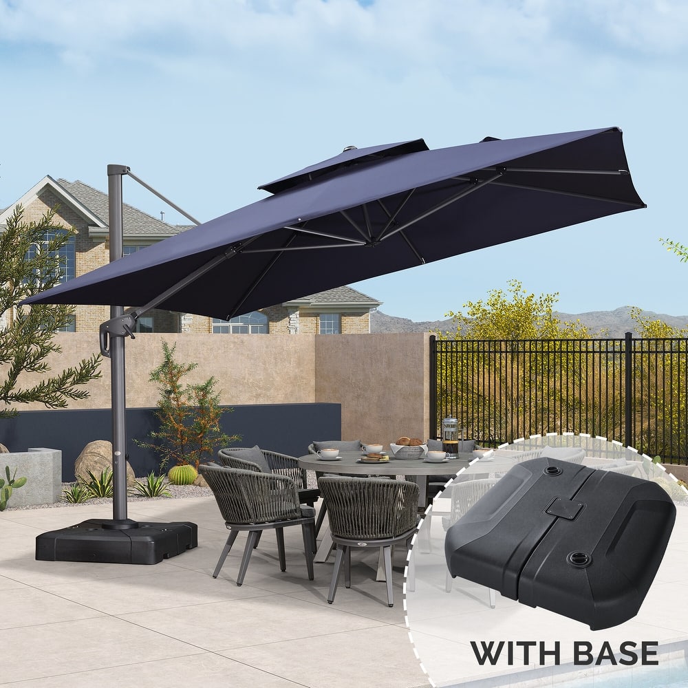 PURPLE LEAF 12ft Square Cantilever Umbrellas with Tilt-and-Crank with Base
