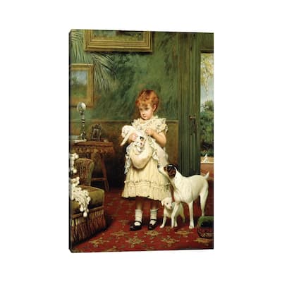 iCanvas "Girl with Dogs, 1893 " by Charles Burton Barber Canvas Print