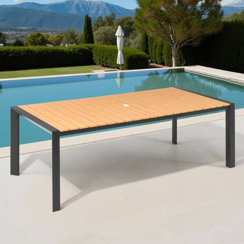 VredHom Premium Outdoor Patio Aluminum Dining Table with Umbrella Hole