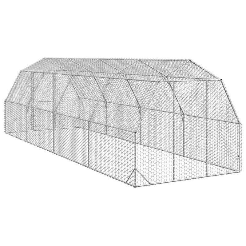 vidaXL Chicken Run Galvanized Large Durable Metal Chicken Coop - Silver - 315.0 x 98.4 x 88.6