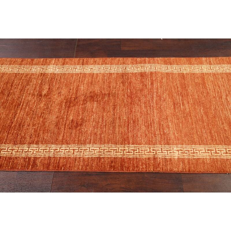 Orange Gabbeh Kashkoli Runner Rug Wool Hand-knotted Oriental Carpet - 2'7" x 9'3"