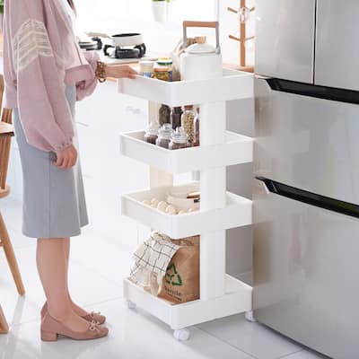 HANAMYA 4-Shelf Plastic Rolling Storage Cart