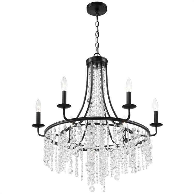 Gabrielle 6 Light Matte Black Chandelier - 28'' W x 30'' H